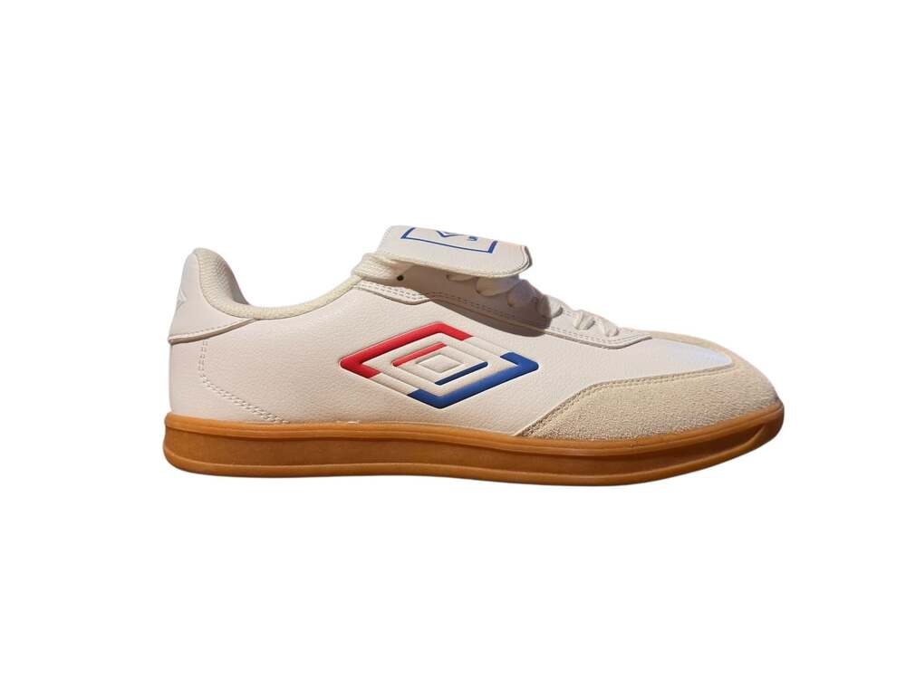 Umbro TX Size 9.5 White Red Blue Indoor Soccer Sneakers Gum Sole Men's